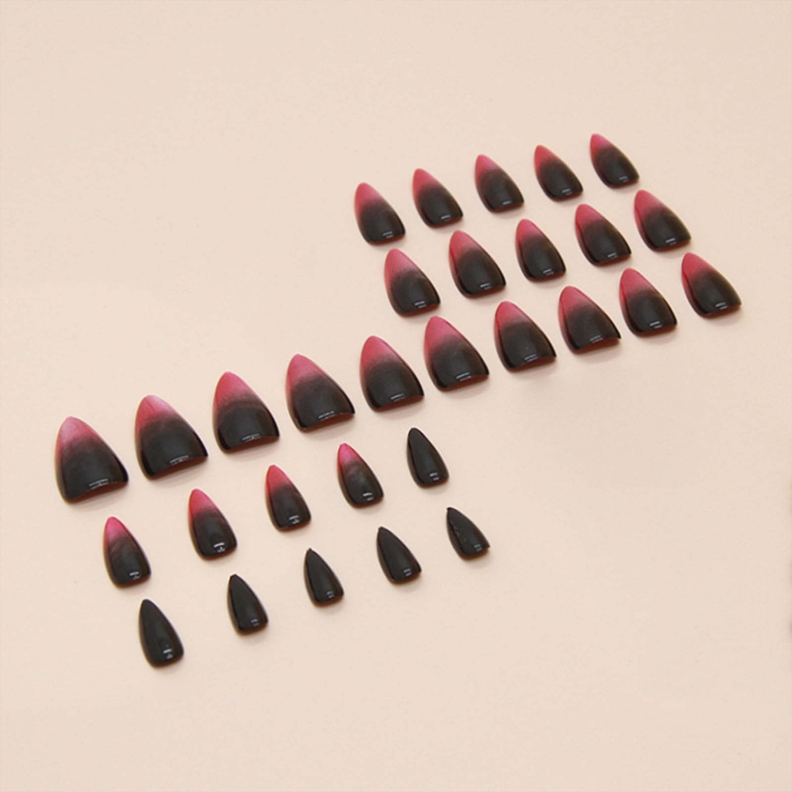 Red Press on Nails Almond Short Fake Nails with Designs Ombre Red Black False Nails Press ons Glossy Full Cover Acrylic Glue on Nails Cute Artificial Stick on Nails for Women Manicure 24Pcs