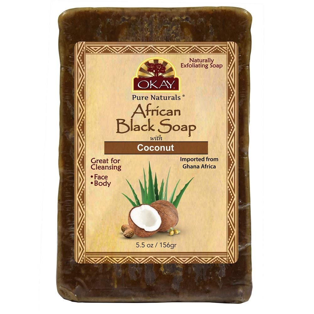 OKAY| African Black Soap Coconut| Cleanses And Exfoliates Skin| Anti Inflammatory & Anti Bacterial| Nourishes Skin & Helps Heal Skin| Sulfate, Silicone, Paraben Free| For All Skin Types| Created In G