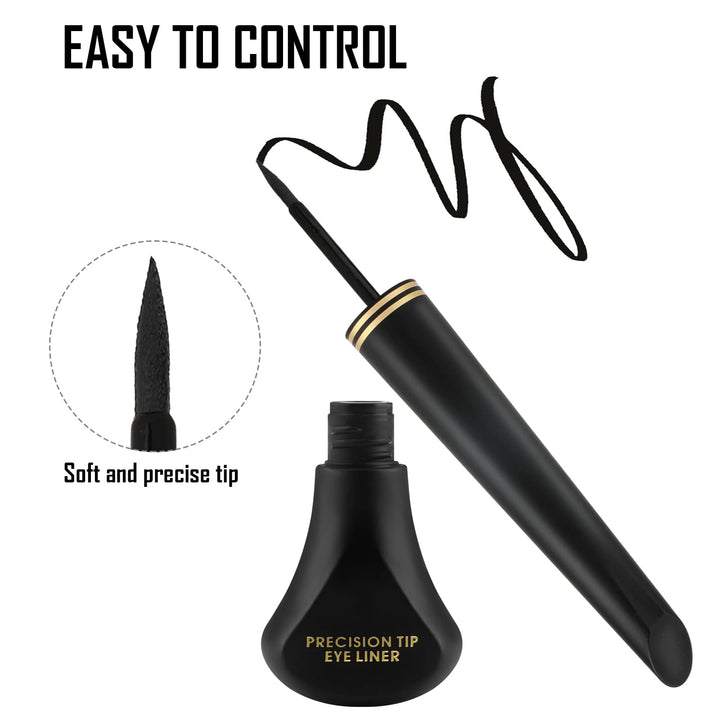 Boobeen Black Ink Liner, Liquid Eyeliner Makeup Waterproof Eyeliner Pen Long Lasting, Precision Brush Tip, Goes on Smoothly