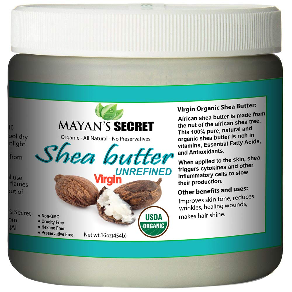 Mayan's Secret Organic Shea Butter USDA Certified, Raw, Unrefined, Ivory from Ghana Africa, Amazing for Skin Elasticity, Stretch Marks and body