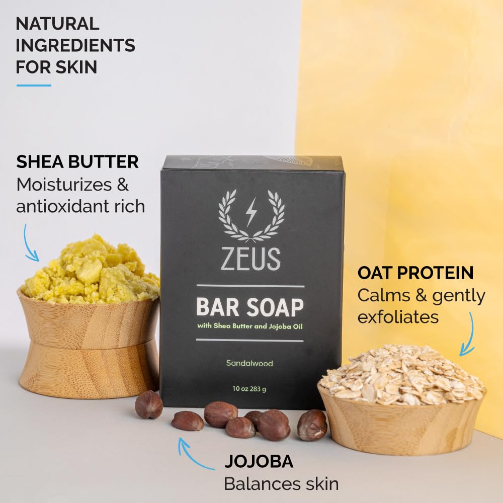 ZEUS XL Hard Bar Soap for Body and Face with Shea Butter & Jojoba Oil, 10oz (VERBENA LIME)