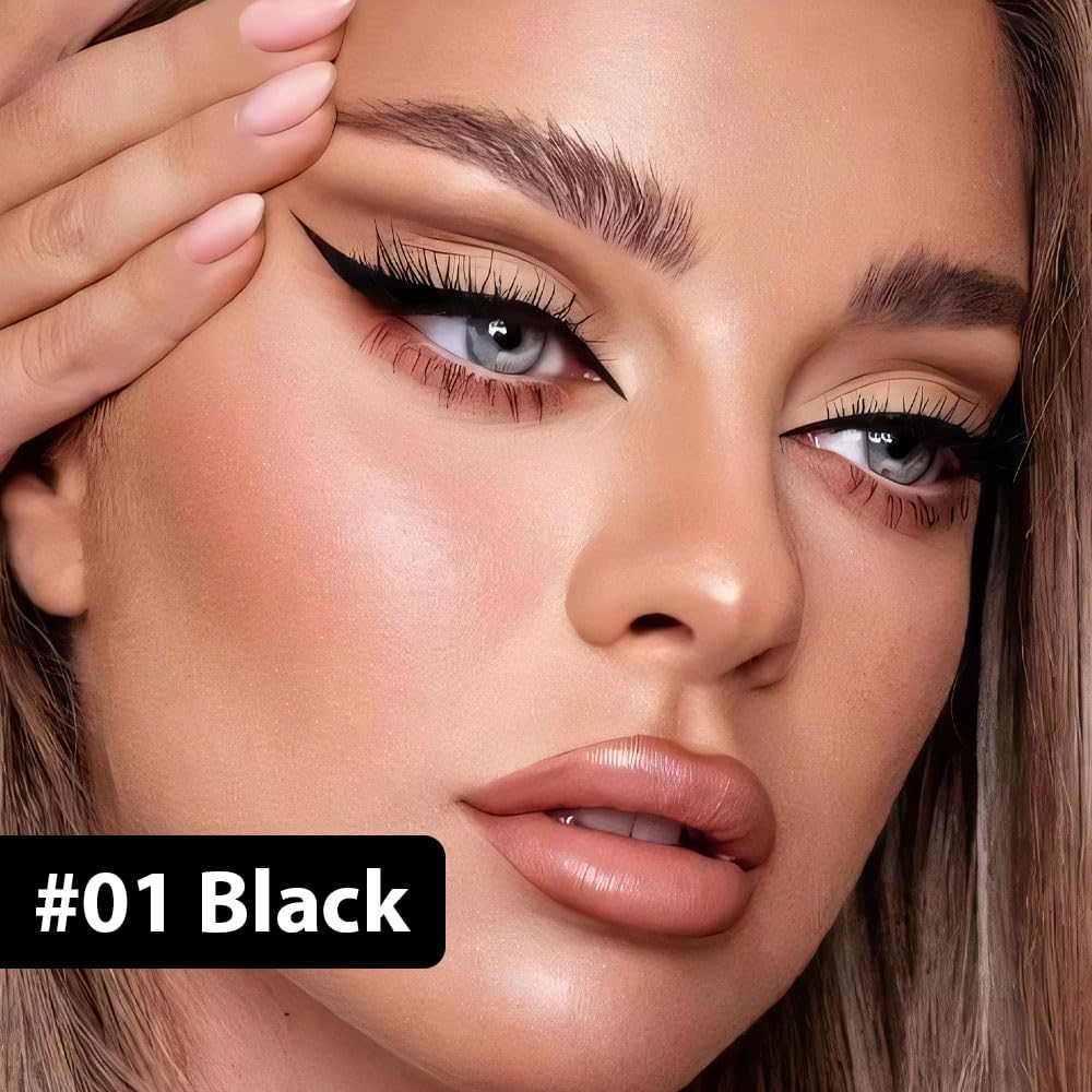 evpct 3Pcs Black White Red Waterproof Colored Eyeliner Liquid Eye Liner Set Long Lasiting Fine Speed Dry Colorful Liquid Eyeliner lapiz delineador de ojos contra el agua blanco para ojos de colores