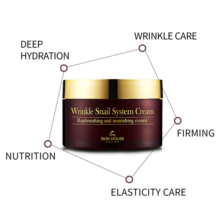 [THE SKIN HOUSE] Wrinkle Snail System Cream (3.38 fl oz / 100ml) Anti-wrinkle, Anti-aging, Snail cream moisturizer, skin elasticity, night face cream, firming skin cream