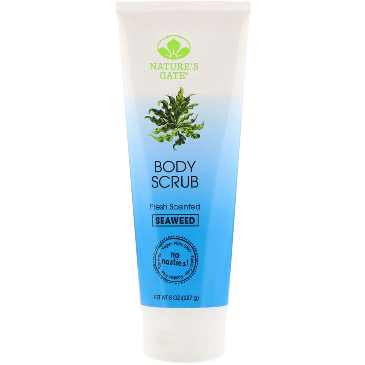Nature's Gate Natural Body Scrub, Seaweed, Fresh Scented, Gently Exfoliates, Softens, Hydrates, and Smooths Skin; Vegan, Non GMO, Gluten Free, Paraben Free, and Cruelty Free, 8 Ounce Recyclable Tube