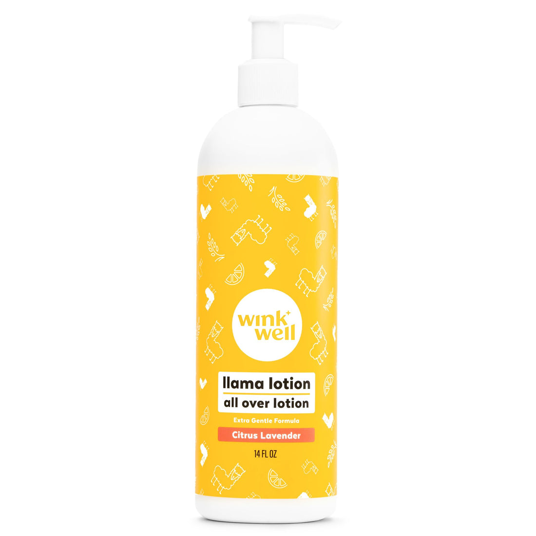 14 Oz Wink Naturals Calming Baby Llama Lotion, No Harsh Chemicals, Soft Snuggly Skin, Paraben-Free, Natural Relief, Dye-Free, Moisturizing Lavender Citrus Essential Oils