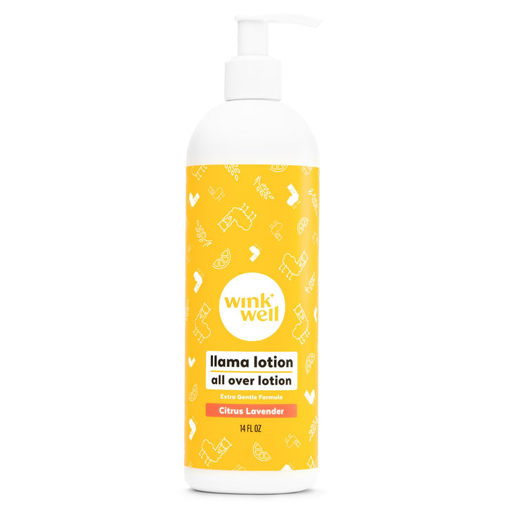 14 Oz Wink Naturals Calming Baby Llama Lotion, No Harsh Chemicals, Soft Snuggly Skin, Paraben-Free, Natural Relief, Dye-Free, Moisturizing Lavender Citrus Essential Oils