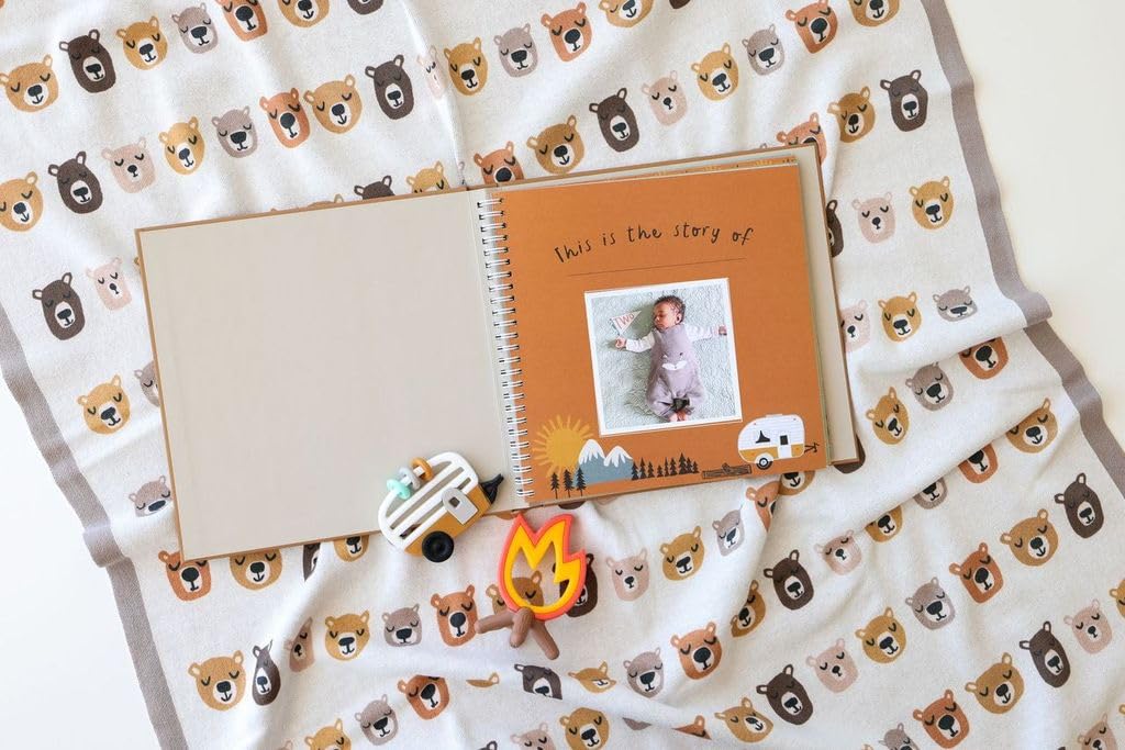 Lucy Darling Baby Memory Book, Themed Baby First Year Book, First 5 Years Journal & Photo Album for Baby Boy/Girl, Keepsake Books, Gender Neutral Memories & Milestone Book, Mom Gift - Little Camper