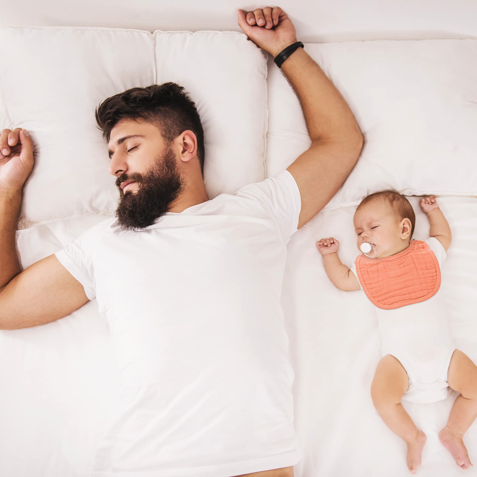 Frienda 6 Pcs Muslin Bibs Baby Burping Cloth Teething Bibs Bandana Bibs 6 Absorbent Layers Muslin Bibs for 6 Month+ Baby (Pink Series)