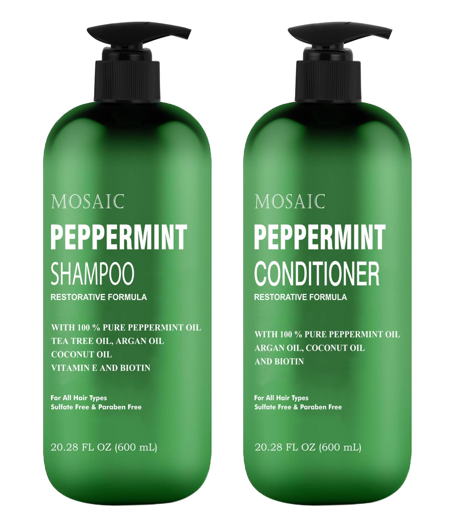 Peppermint Oil Shampoo and Conditioner Set for Hair Growth and Thickening - For Thinning Hair and Hair Loss Treatments for Women & Men, Sulfate Free, 20.2 FL Oz Each