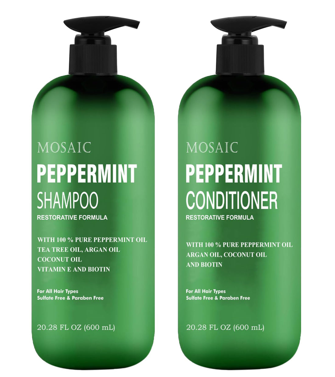 Peppermint Oil Shampoo and Conditioner Set for Hair Growth and Thickening - For Thinning Hair and Hair Loss Treatments for Women & Men, Sulfate Free, 20.2 FL Oz Each