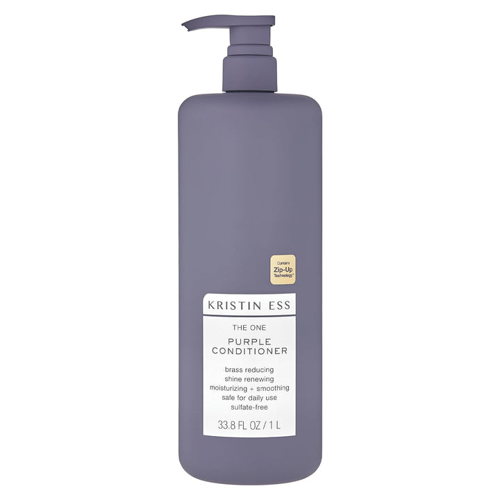Kristin Ess Hair The One Purple Conditioner - Toning for Blonde Hair, Neutralizes Brass + Yellow Tones, Moisturizing Conditioner, Keratin Safe, 33.8 fl oz