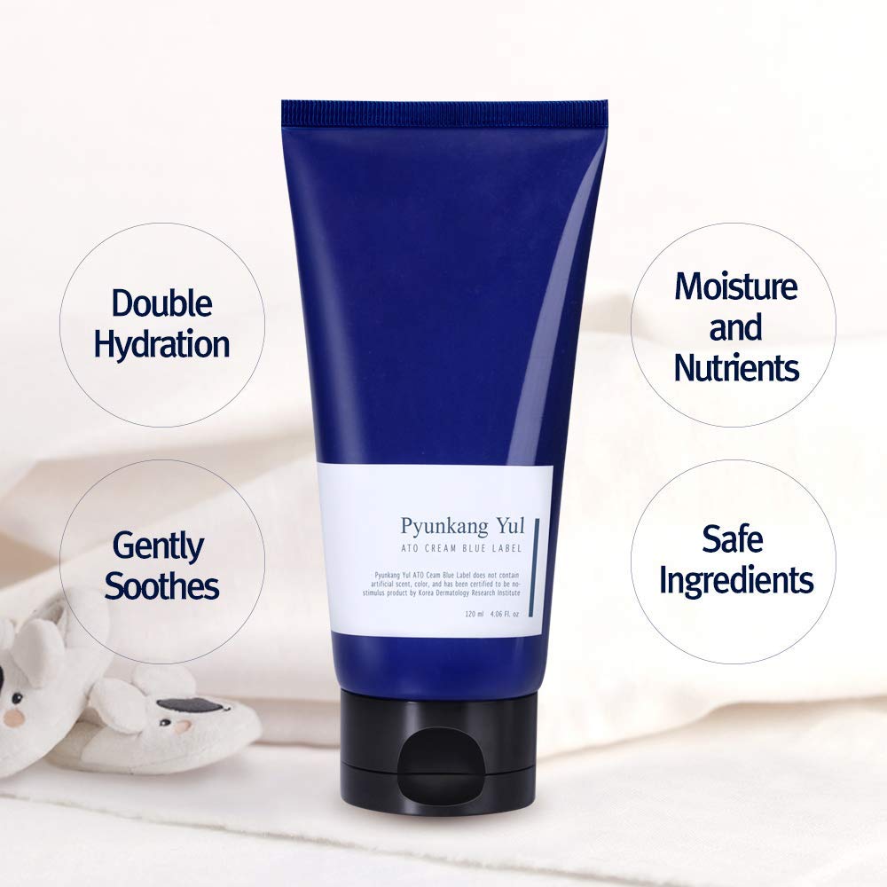 Pyunkang Yul ATO Cream Blue Label - Long lasting Strong Moisture and Nutrients Hyaluronic Acids, Natural Safe Ingredients Ceramide Skin Barrier from Double Hydration Baby Lotion 4.6 Fl. Oz