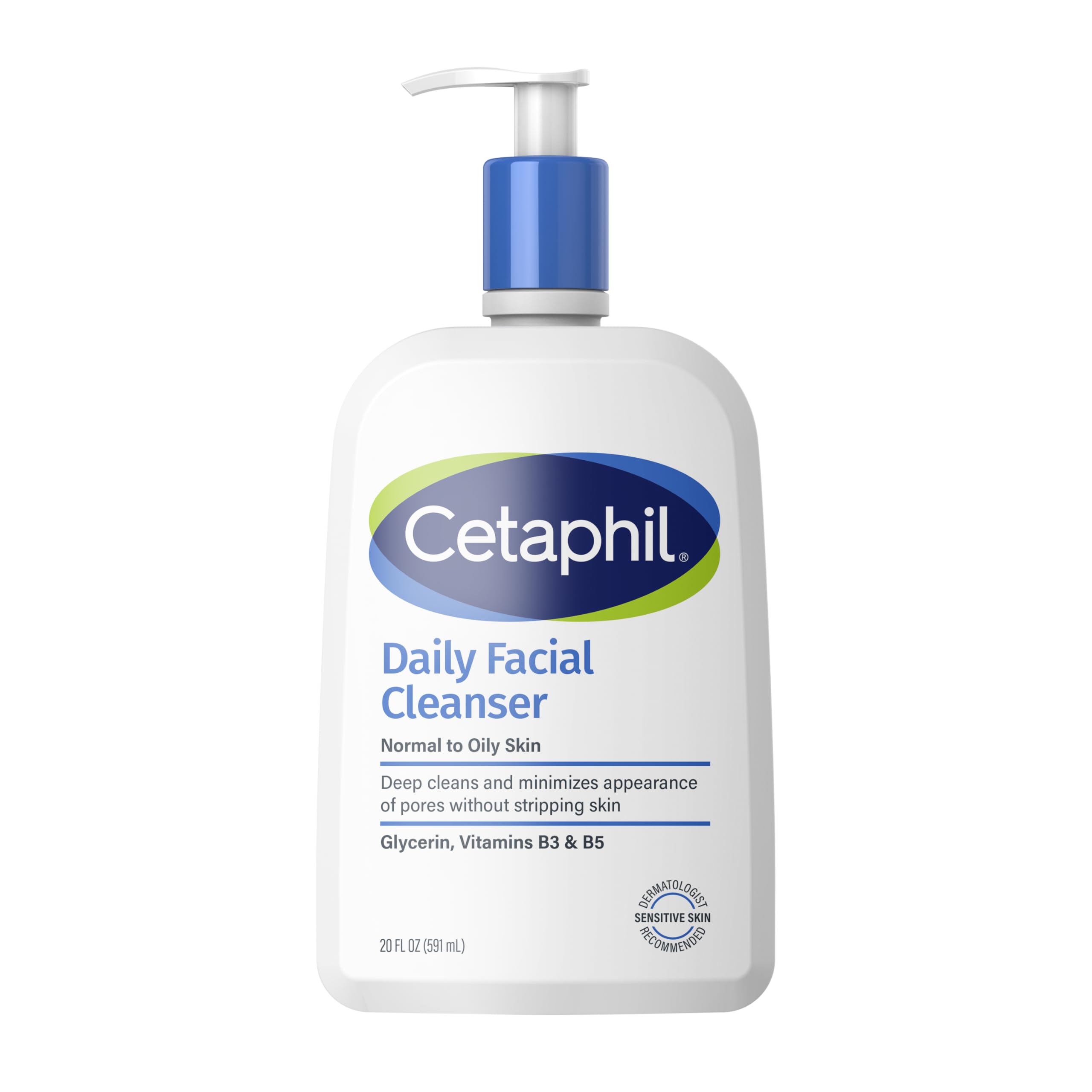 Cetaphil Face Wash, Daily Facial Cleanser for Sensitive, Combination to Oily Skin, 20 oz, Gentle Foaming, Soap Free, Hypoallergenic