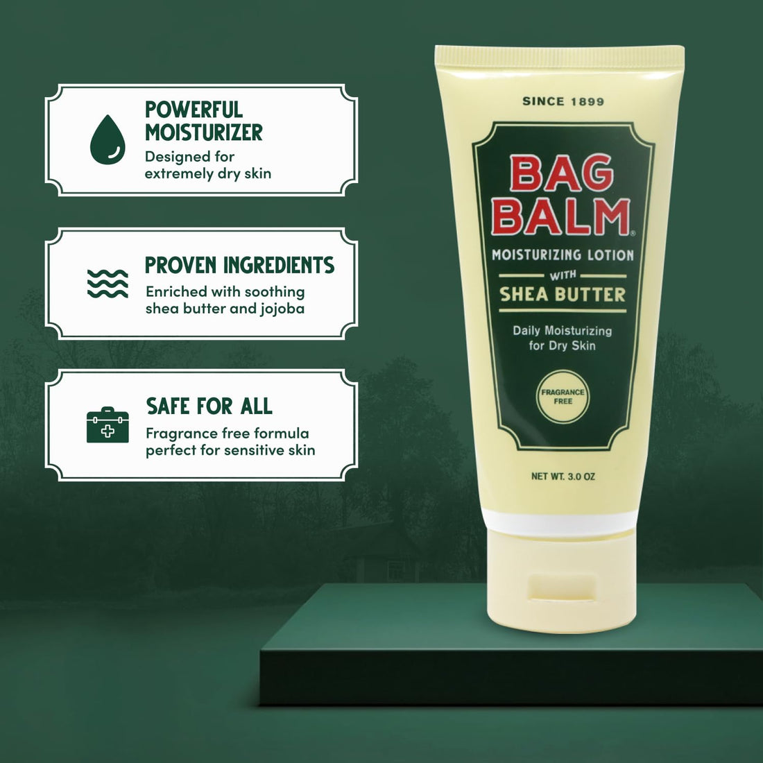 Bag Balm Vermont's Original Hand & Body Dry Skin Lotion with Shea Butter and Jojoba, Daily Hand Lotion for Dry Hands - Fragrance-Free, Non-Greasy Hand Moisturizer, Tube - 3oz, 2 Pack