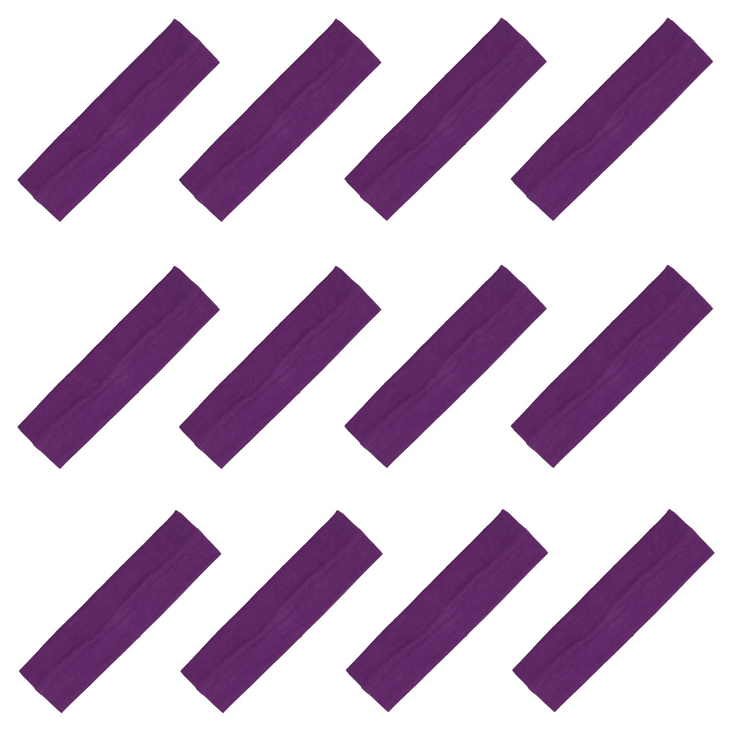 Kenz Laurenz Soft and Stretchy Elastic Cotton Headbands, (Pack of 12) - Purple