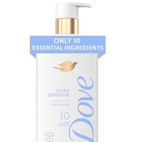 Dove Fragrance Free Body Wash Ultra Sensitive Gentle all-over cleanse 10 essential ingredients 18.5 oz