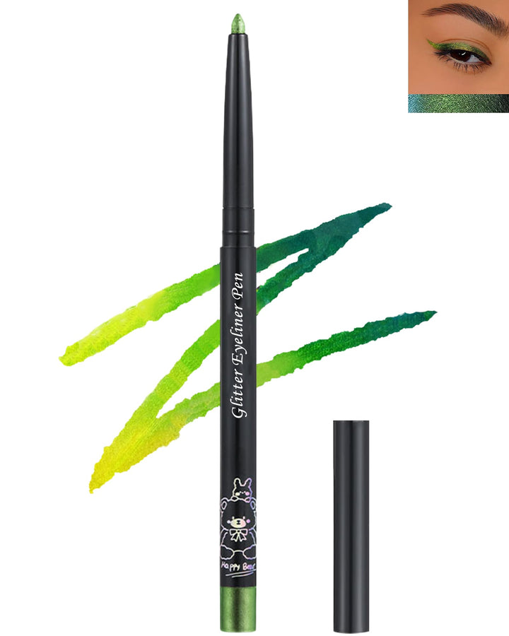 Chameleon Glitter Eyeliner Gel Pencil,Metallic Shimmer Green Yellow Colored Gel Eyeliner Pen,Longlasting Waterproof Eye Liner Eyeshadow Stick Eye Makeup for Women delineador de ojos contra el agua-04#