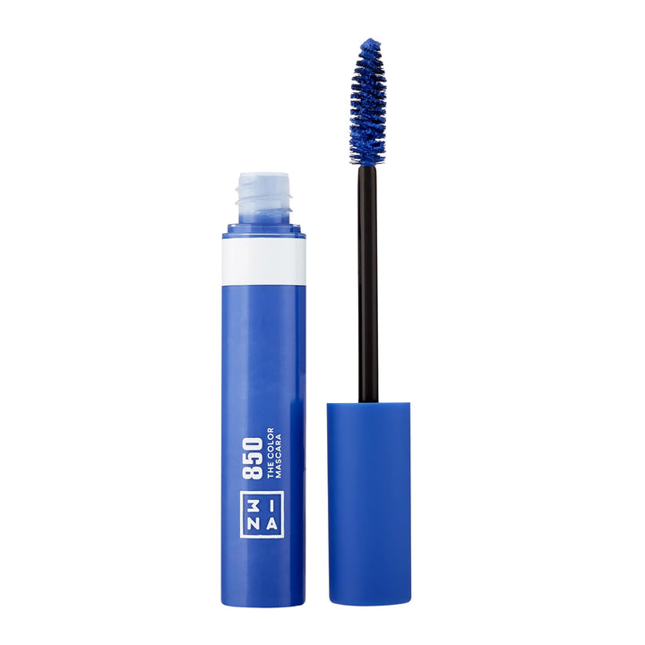 3INA The Color Mascara 850 - Blue Colored Mascara Coats Eyelashes With Fun Color - Washable, Clump Free, Volumizing Mascara in Bold Colors - Colorful Vegan and Cruelty Free Makeup - 0.47 Fl. Oz