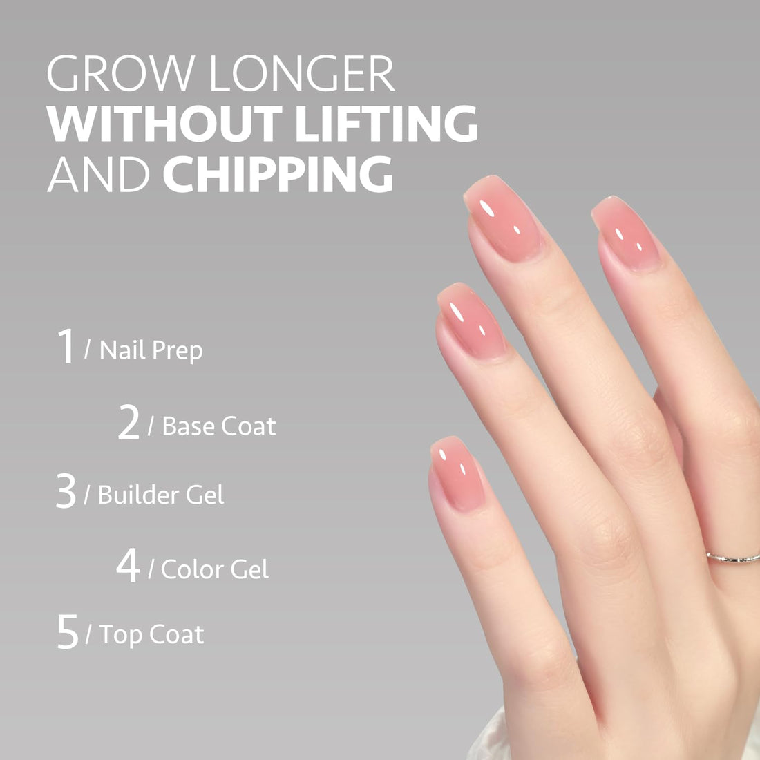 GAOY Builder Gel for Nails, 16ml Nail Strengthener in a Bottle, Nail Extension Hard Gel, Soak Off Long Lasting UV Light Cure, 1964 Quartz Pink, Base Coat Top Coat Needed