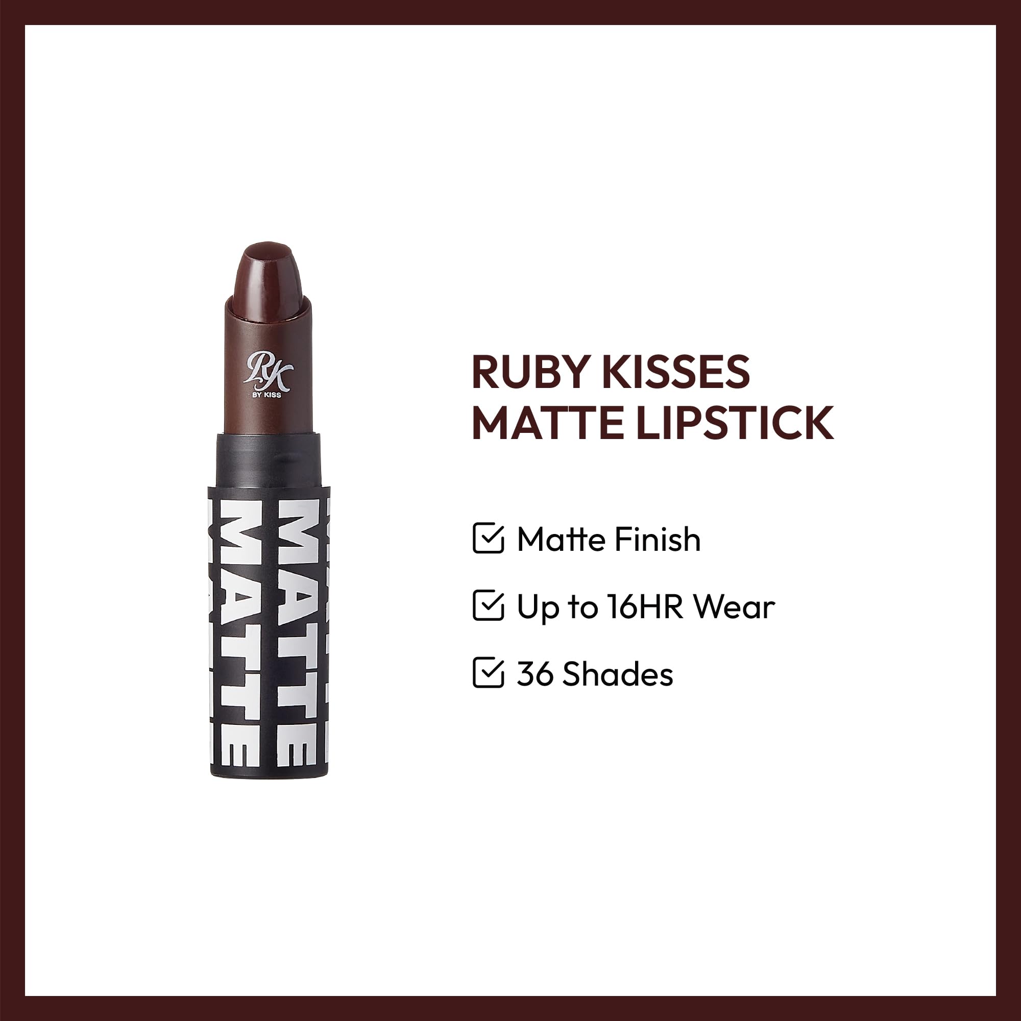 Ruby Kisses Ultra Matte Super Rich Lipstick 3.5g/0.12oz (RMLS13 DARK PLUM SCENE)