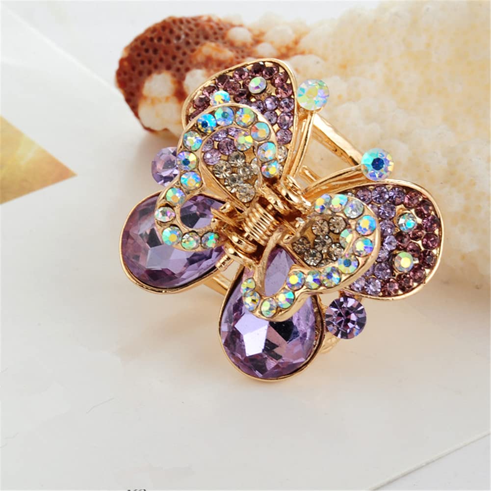 Casualfashion 4Pcs Rare Crystal Rhinestone Butterfly Bangs Clip Bow Hair Claw Gripper for Girl Women 1.261.10 inch