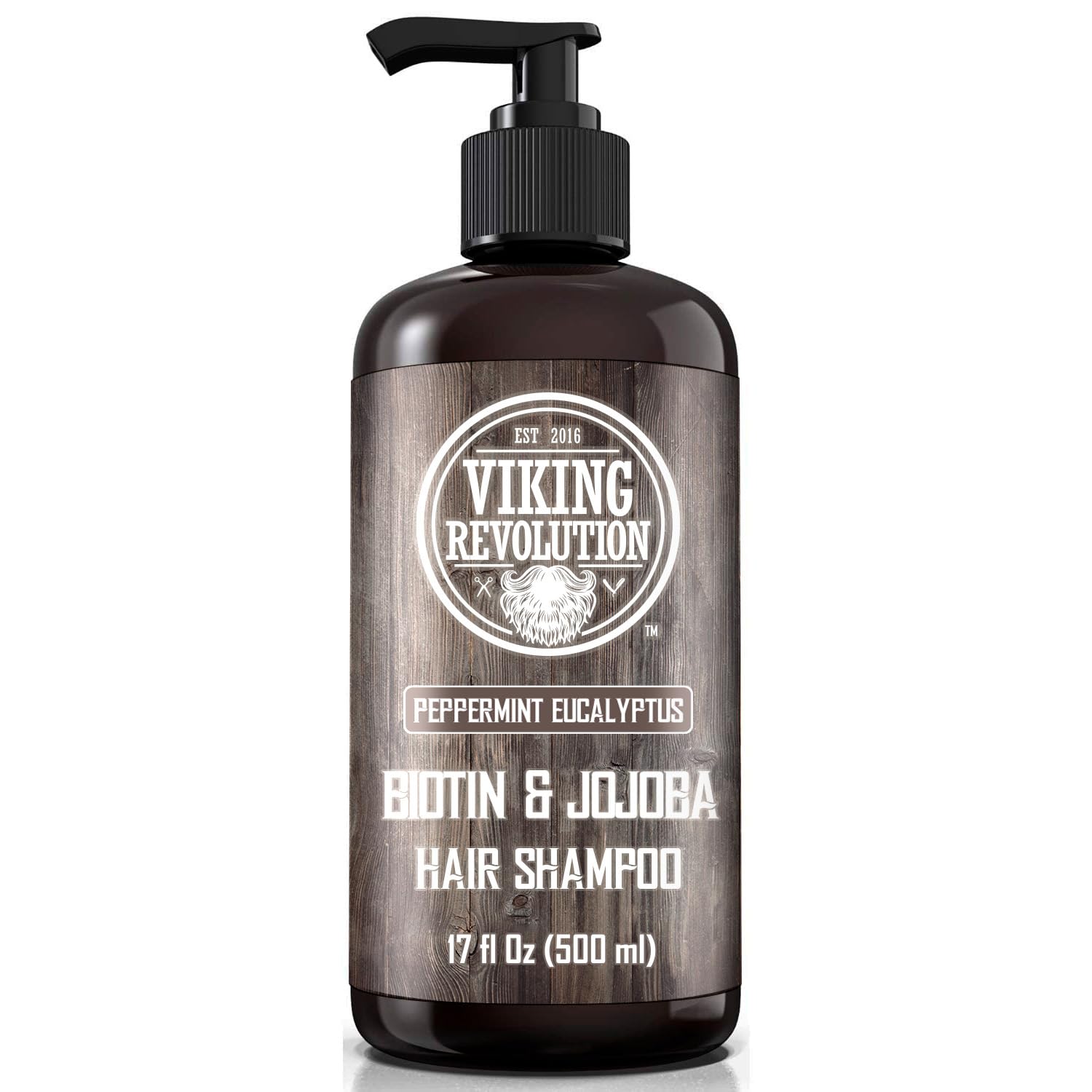 Viking Revolution Biotin Mens Shampoo - Eucalyptus and Peppermint Shampoo with Jojoba Oil and Mint Oil - Hair Loss Shampoo for Men with Biotin - Mens Shampoo for Thinning Hair (17 Oz)