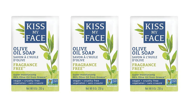Kiss My Face Naked Pure Olive Oil Soap, Moisturizing Bar Soap, 8 oz Bars, (pack of 8)