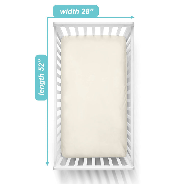 TL Care Fitted Crib Sheet 28 x 52, Soft Breathable Neutral 100% Cotton Jersey Sheet, Cream, for Boys and Girls, Fits Crib and Toddler Bed mattresses