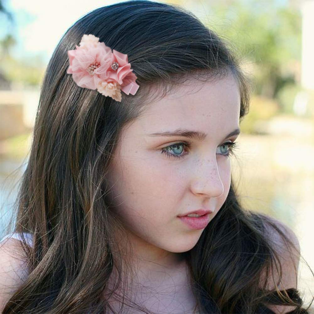 mligril Baby Girls Flower Hair Clips-3pcs Floral Hair Bows Alligator Barrettes for Infant Toddler