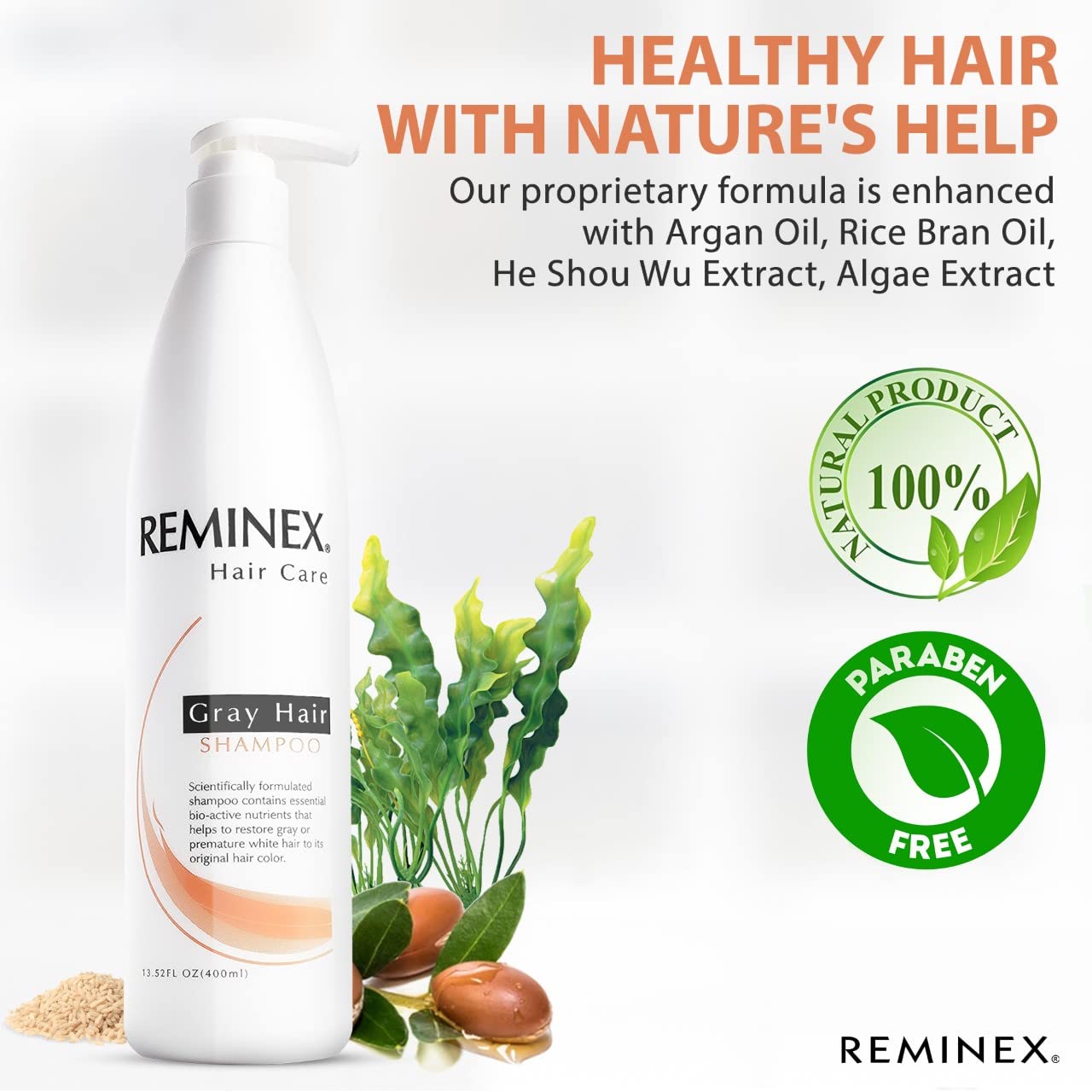 Anti-gray Hair Shampoo - Reminex - Enriched with Shou Wu Saw Palmetto Extract Ginseng Dong Kuai to Help Restore Gray Hair to Their Original Hair Color Hair Shampoo
