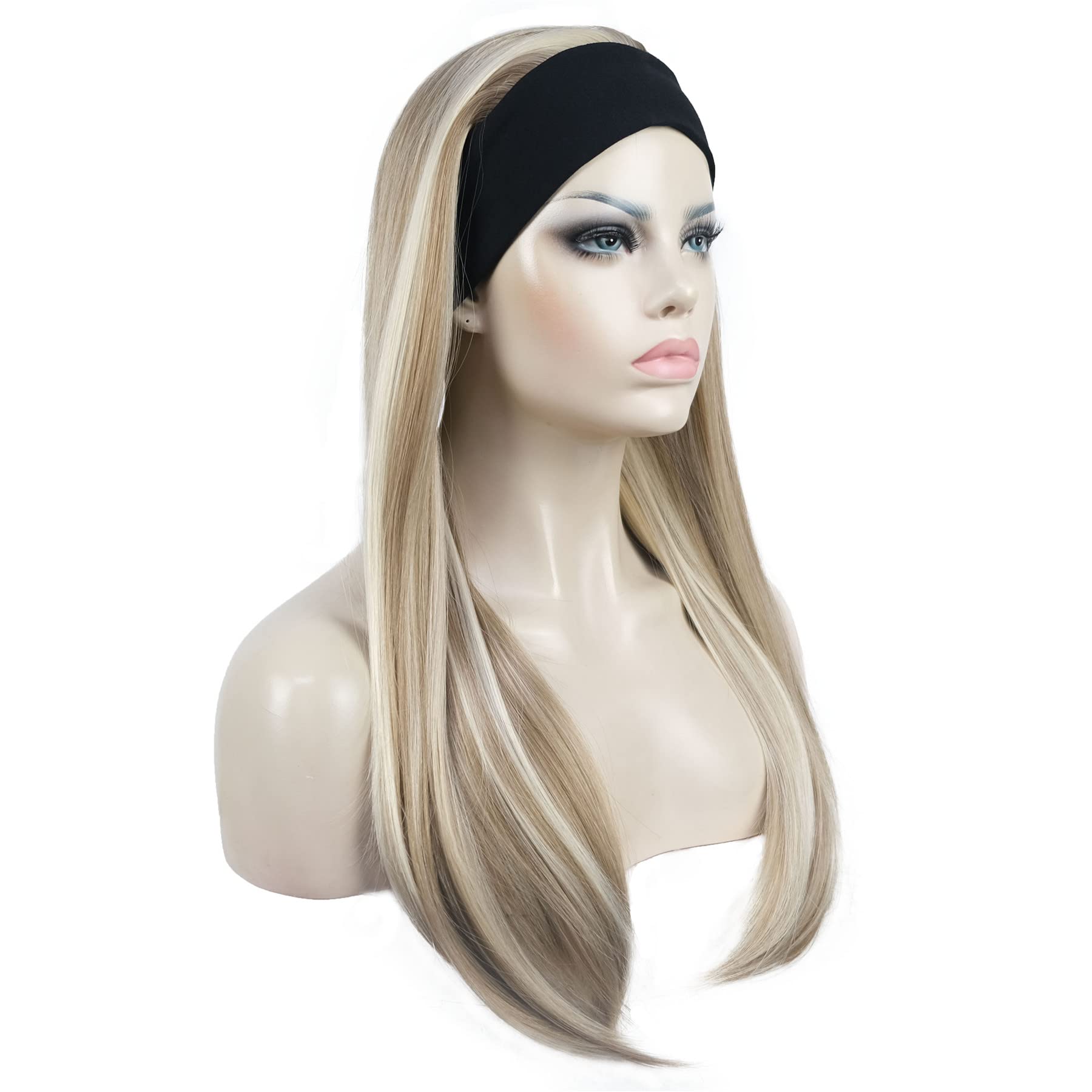 #H16-613: Aimole Long Straight 3/4 Women'S Wigs Hair Piece Synthetic Hair With Black Headband(H16-613)
