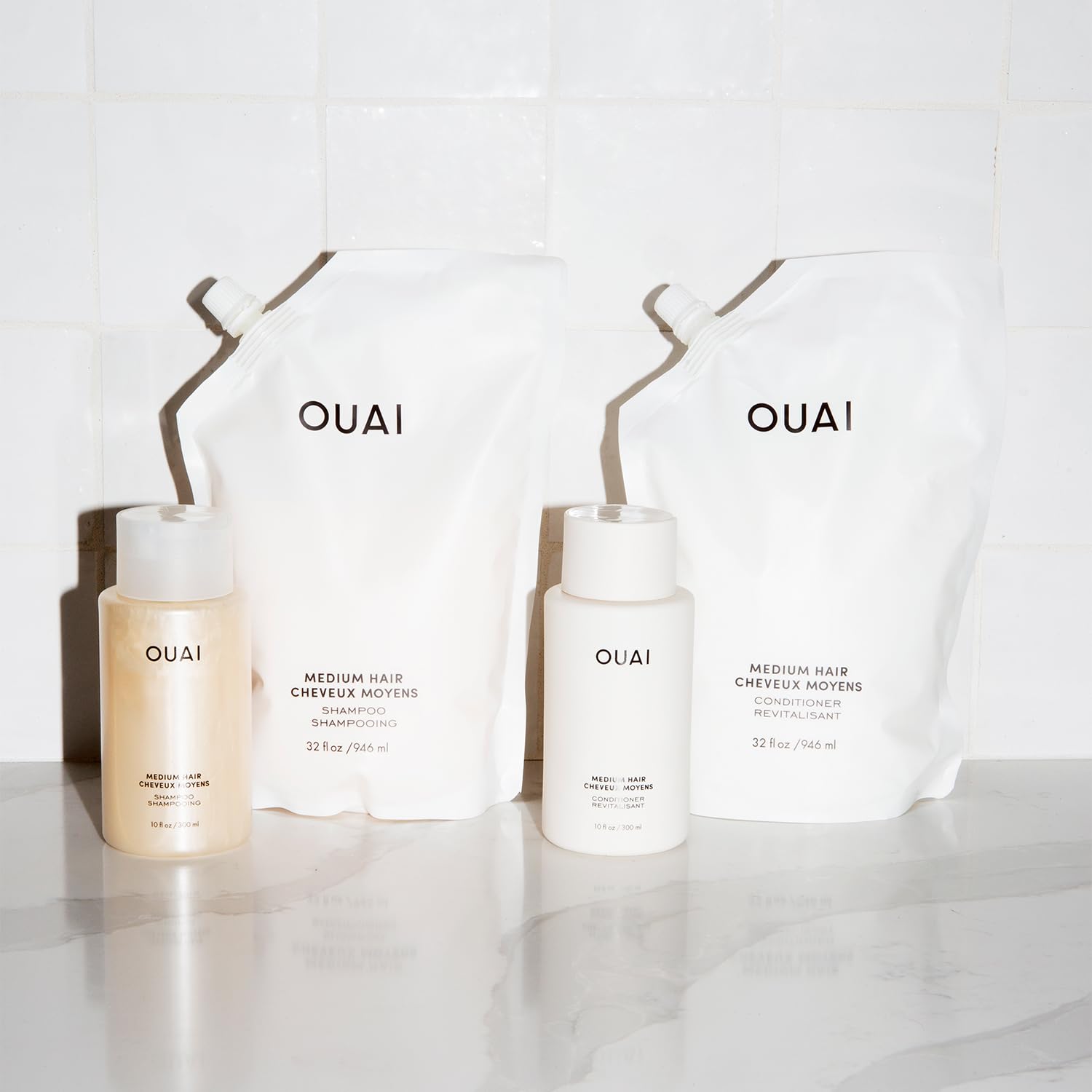 OUAI Medium Conditioner Refill - Hydrating Hair Conditioner with Coconut Oil, Babassu Oil, and Keratin - Strengthens, Repairs and Adds Shine - Paraben and Phthalate Free Hair Care Products (32 Oz)