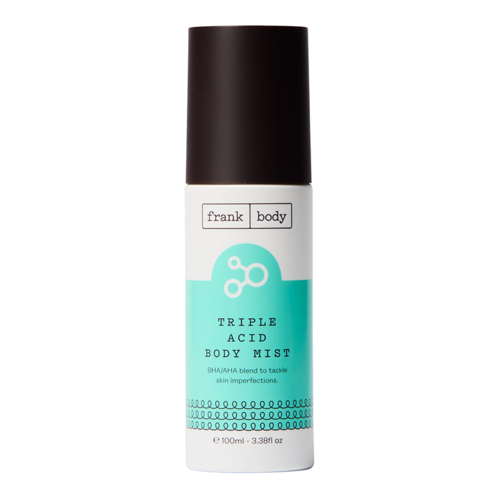 frank body Triple Acid Body Mist | Vegan, Cruelty Free AHA/BHA Treatment | Tackle KP & Body Breakouts with Glycolic Acid & Salicylic Acid | 3.38 fl oz / 100 mL