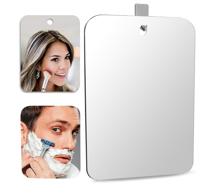 DFLLLO Large Fogless Shower Mirror, Anti-Fog Shower Mirror (11”X7.8 ”), Fog-Free Travel Shave Mirror, Shatterproof Shaving Mirror, Wall Hanging Mirror, Portable Makeup Mirror