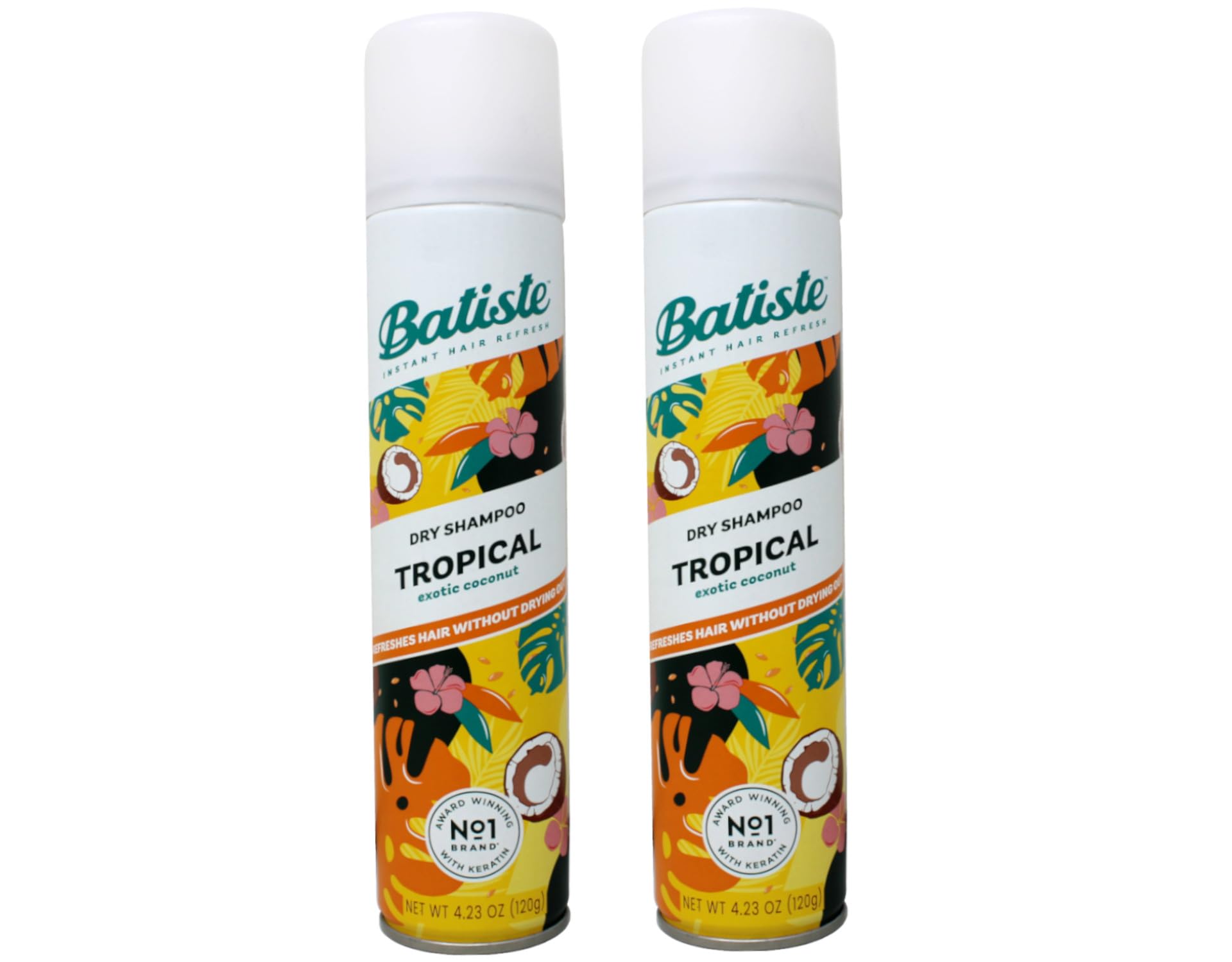 Batiste Dry Shampoo, Tropical Fragrance, Refresh Hair and Absorb Oil Between Washes, Waterless Shampoo for Added Hair Texture and Body, 6.73 OZ Dry Shampoo Bottle