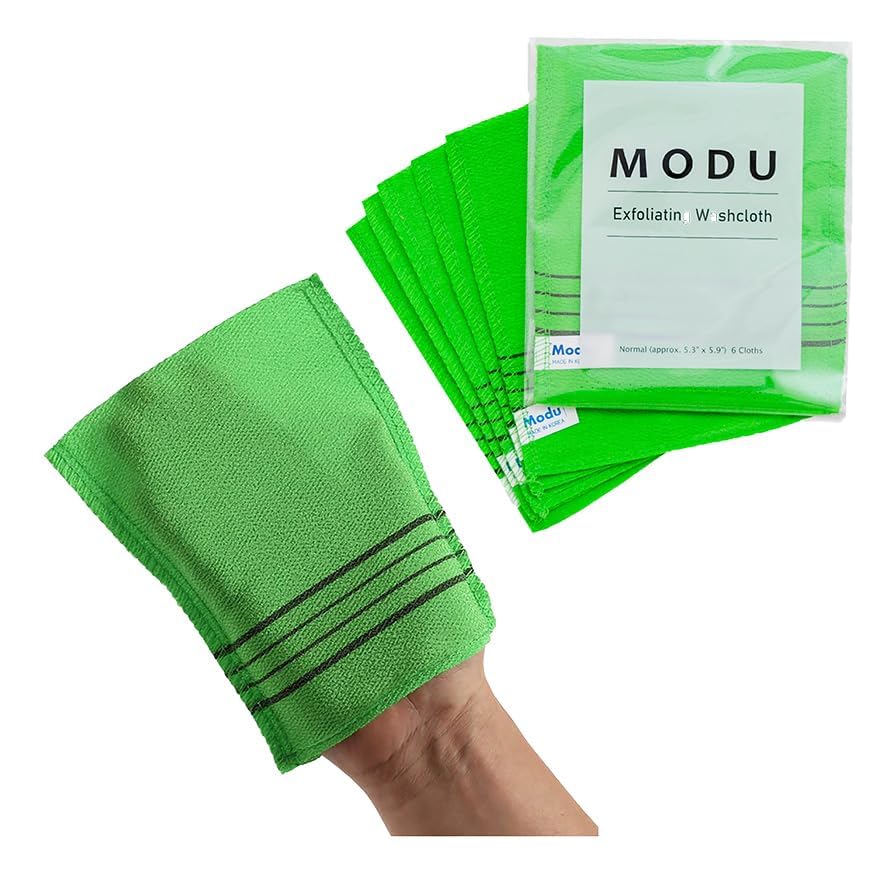 6 Pcs: Modu Korean Exfoliating Italy Towel Washcloth Normal Size(6 Pcs) Bath Scrub Removes Dead Skin Mitten Cloth