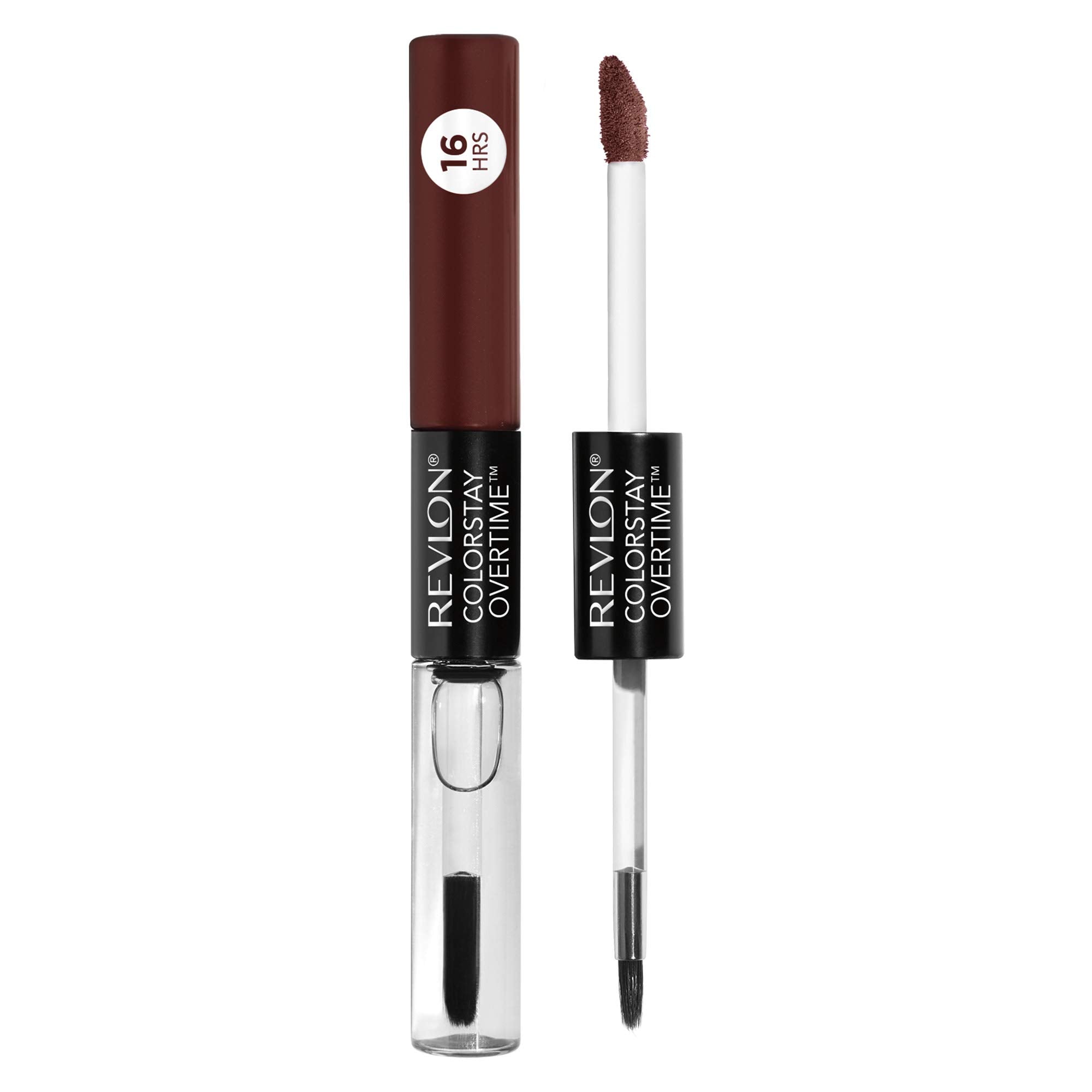 Revlon ColorStay Overtime Lipcolor, Dual Ended Longwearing Liquid Lipstick with Clear Lip Gloss, with Vitamin E in Nude, No Coffee Break (570), 0.07 oz