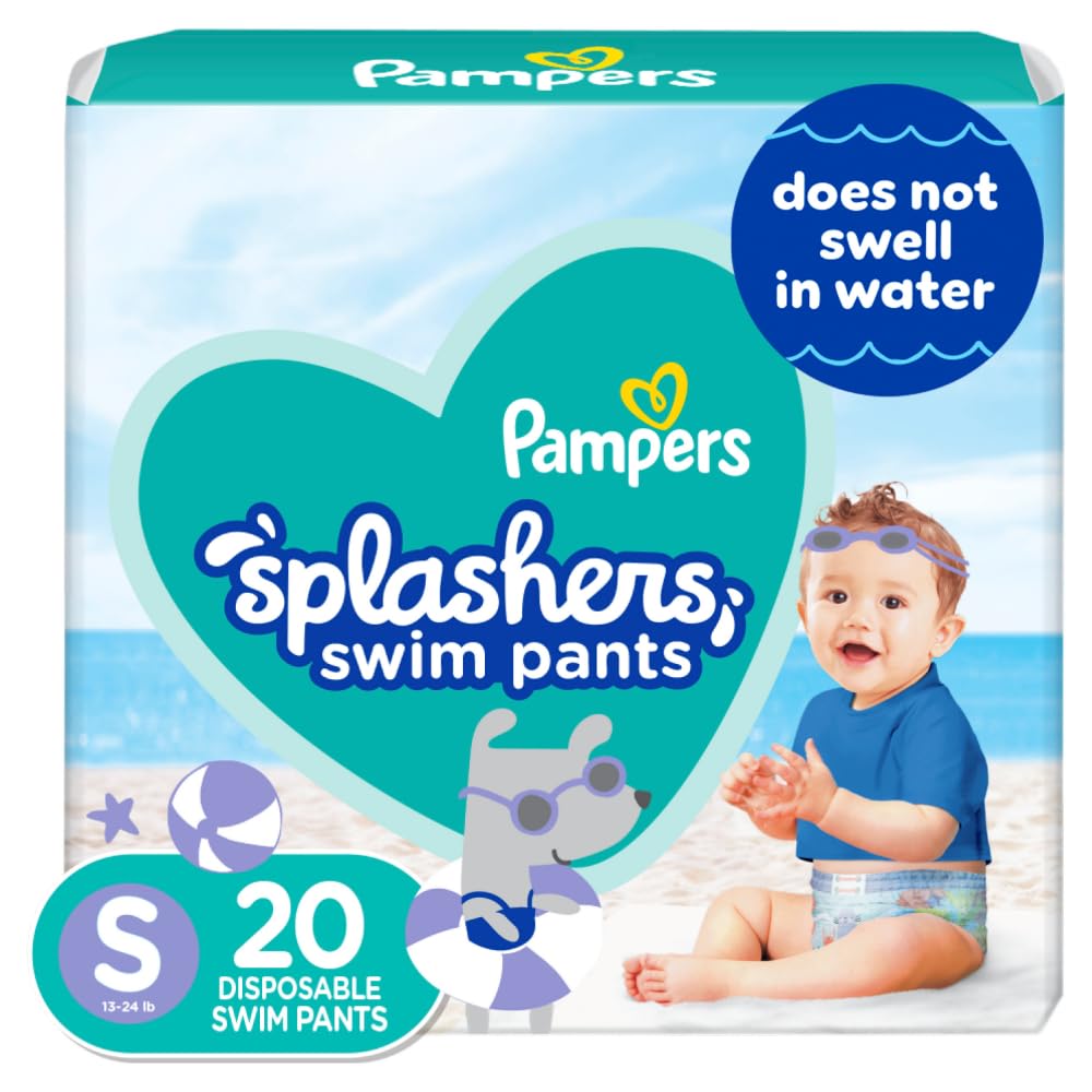 Pampers Splashers Swim Diapers Disposable Swim Pants, Small (13-24 lb), 20 Count