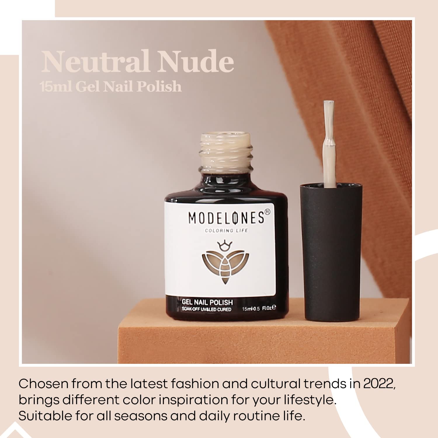 modelones Gel Nail Polish, 15ML Neutral Nude Gel Polish Color Soak Off LED Skin Tone Tan Color Nail Gel Polish Natural Nail Polish Long Wear Nail Art Manicure at Home Gift, 0.5 Fl Ounce
