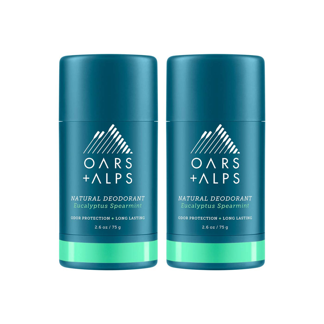 Oars + Alps Natural Deodorant for Men and Women, Aluminum Free and Alcohol Free, Vegan and Gluten Free, Eucalyptus Spearmint, 2 Pack, 5.2 Oz
