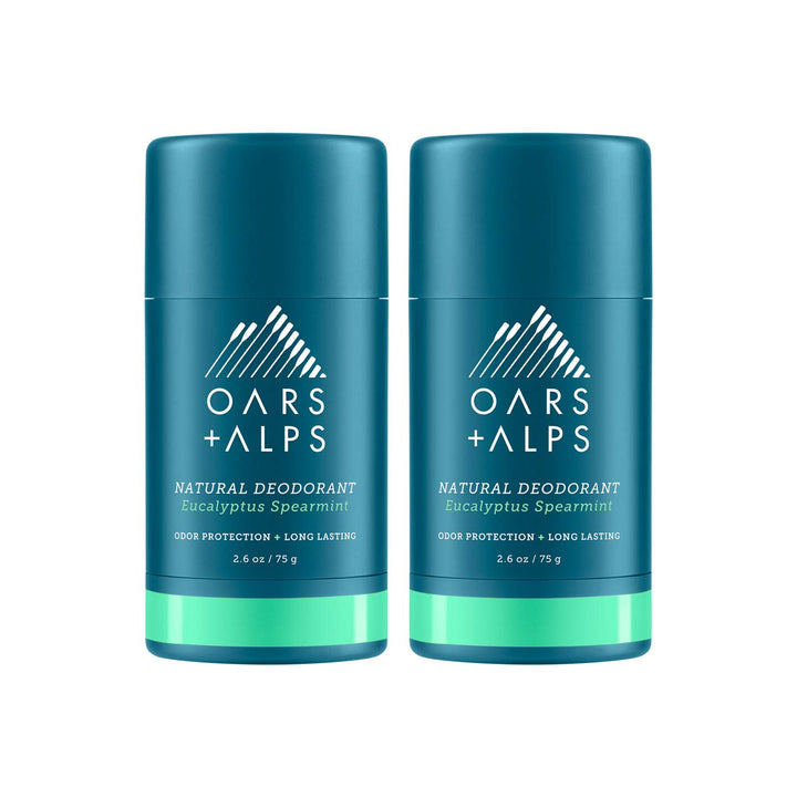 Oars + Alps Natural Deodorant for Men and Women, Aluminum Free and Alcohol Free, Vegan and Gluten Free, Eucalyptus Spearmint, 2 Pack, 5.2 Oz