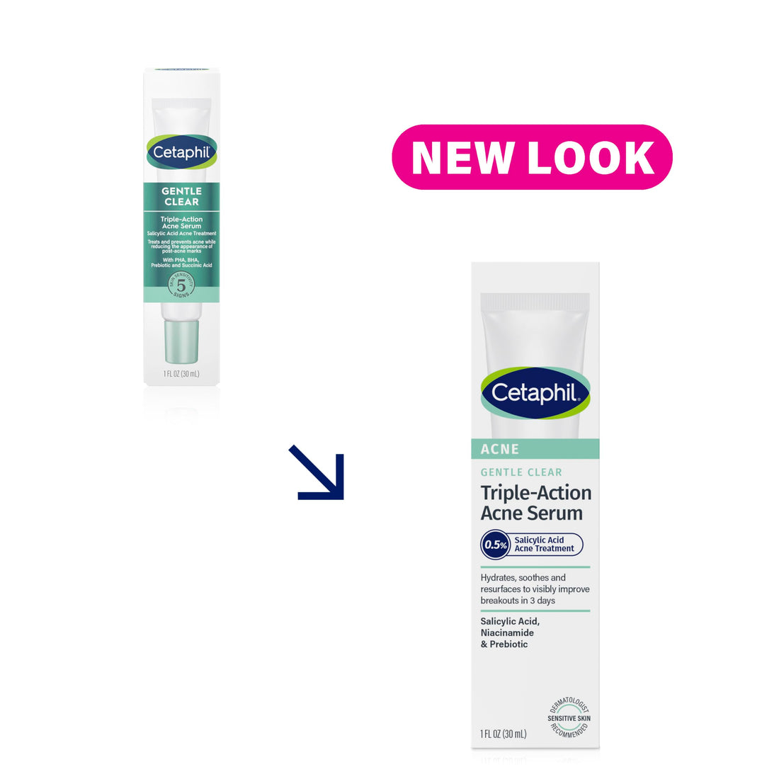 Cetaphil Gentle Clear Triple-Action Acne Treatment Serum with Salicylic Acid, Treats and Prevents Acne, Great for Post-Acne Marks, for All Skin Types, 1oz