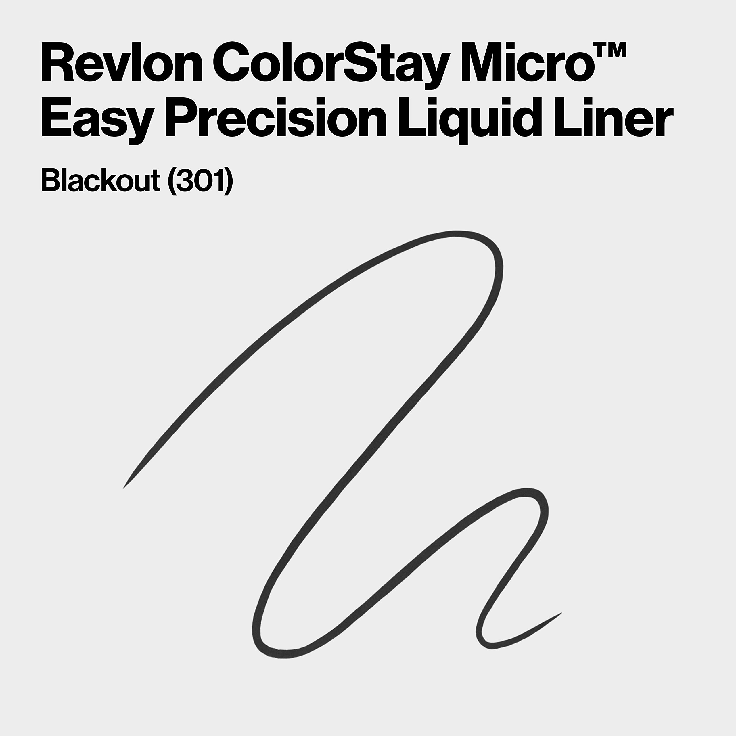 REVLON ColorStay Micro Easy Precision Liquid Eyeliner, Waterproof, Smudgeproof, Longwearing with Felt Tip Applicator, 301 Blackout, 0.057 fl oz