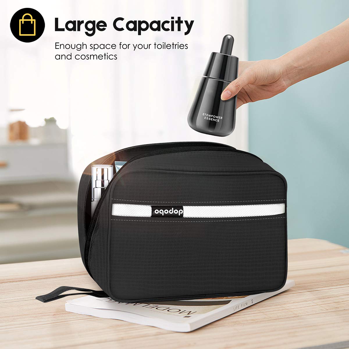 Black : Travelling Toiletry Bag, Dopobo Portable Hanging Water-Resistant Wash Bag for Travelling, Business Trip, Camping (black)