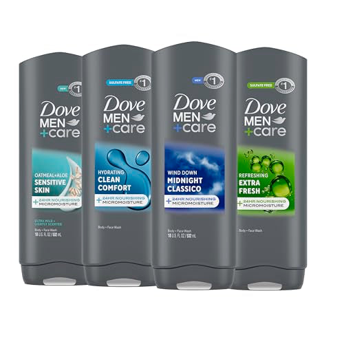 DOVE MEN + CARE Body wash Mixed 4 count For Hydrated, Smooth Skin 18 fl oz