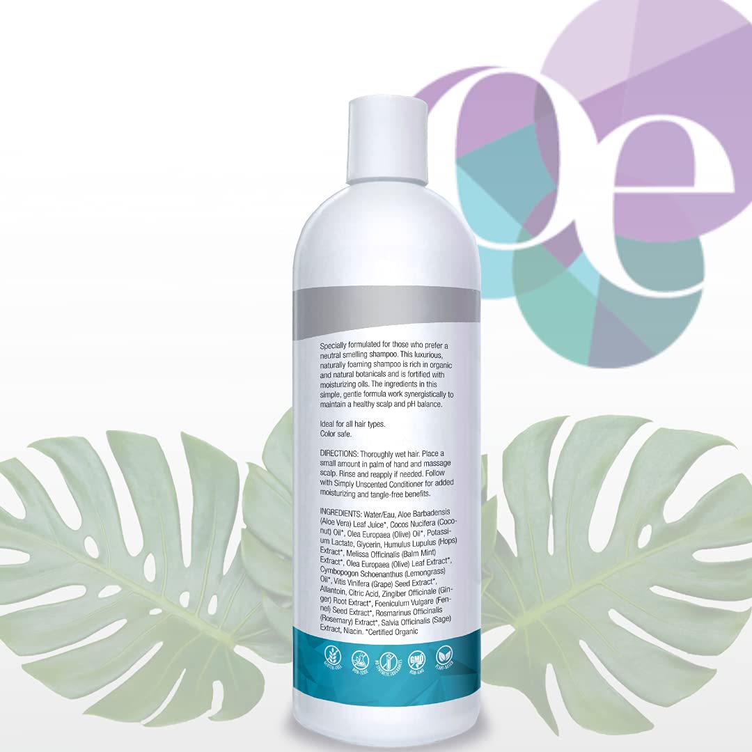 Organic Excellence All Natural Chemical-Free Shampoo | Non-Toxic, Sulfate-Free, Paraben-Free, Fragrance-Free for Men, Women, and Kids - Color-safe 16 fl oz (473 ml)