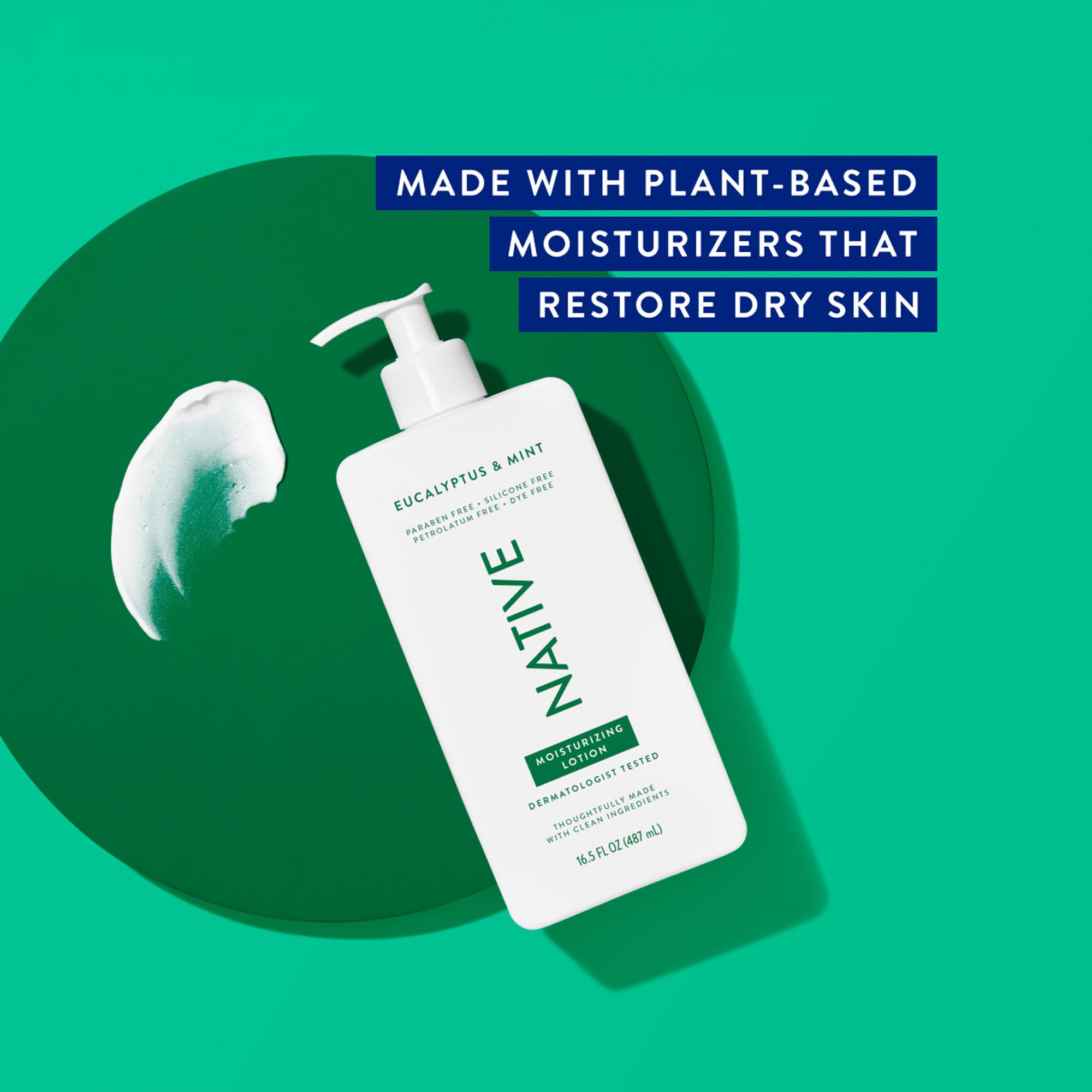 Native Body Lotion Contains Naturally Derived Plant-Based Moisturizers for Women and Men | Restores Dry Skin, Eucalyptus & Mint, 16.5 fl oz