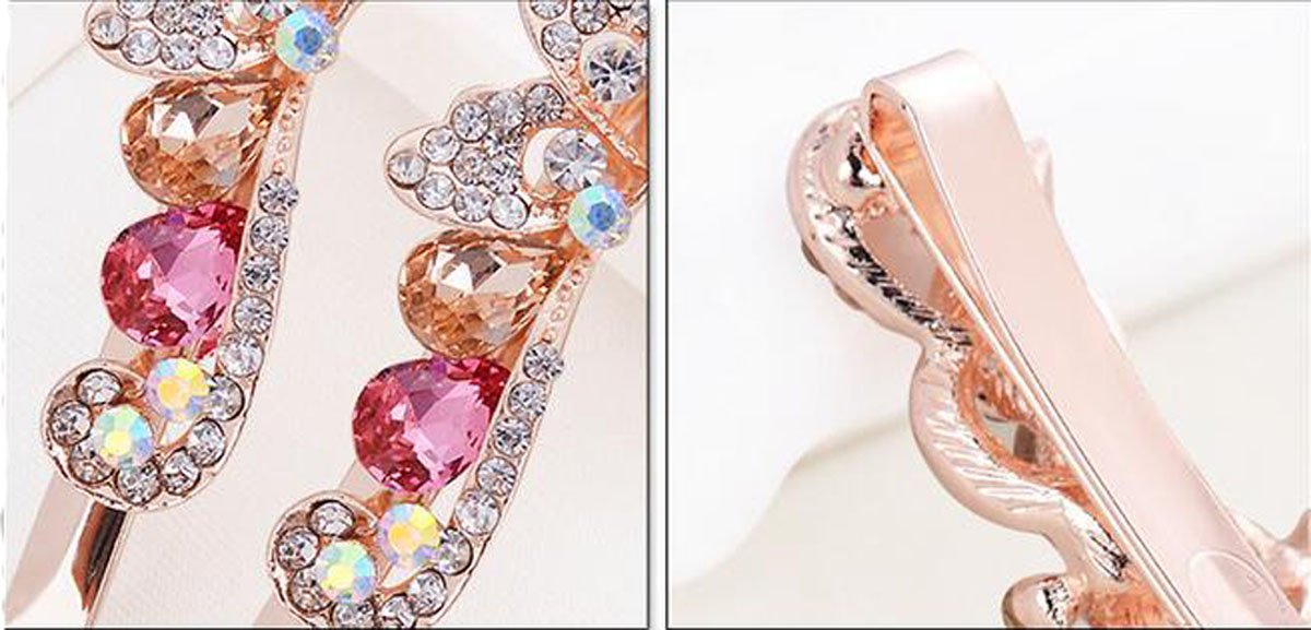 2PCS Rhinestone Flower Hair Clips Butterfly Graphics Hairpin Side Clip Barrette Bobby Pin Hair Accessories for Women Lady (White)