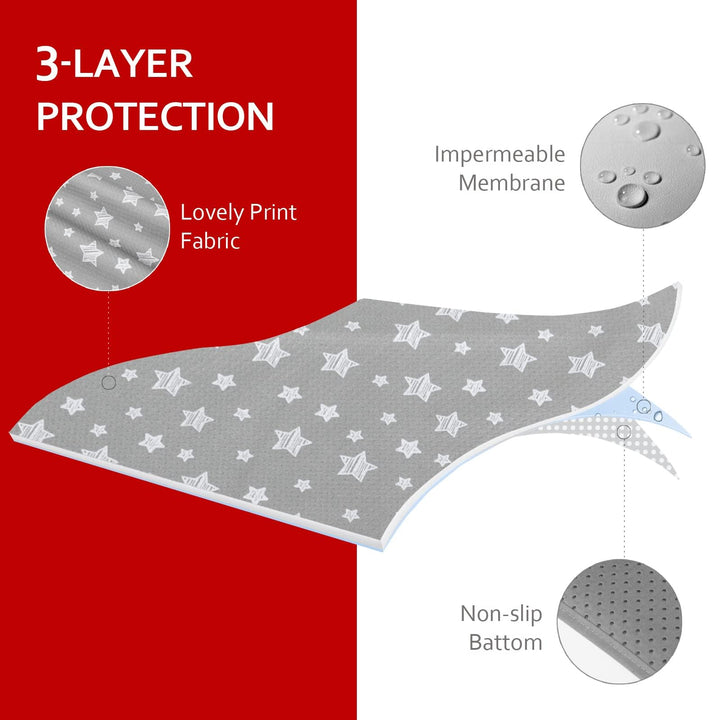 Splat Mat for Under High Chair, Non Slip Waterproof Mealtime Floor Mats Washable Portable Picnic Splash Mat for Baby Art/Craft/Playtime, 42X46 Inch - Grey Star