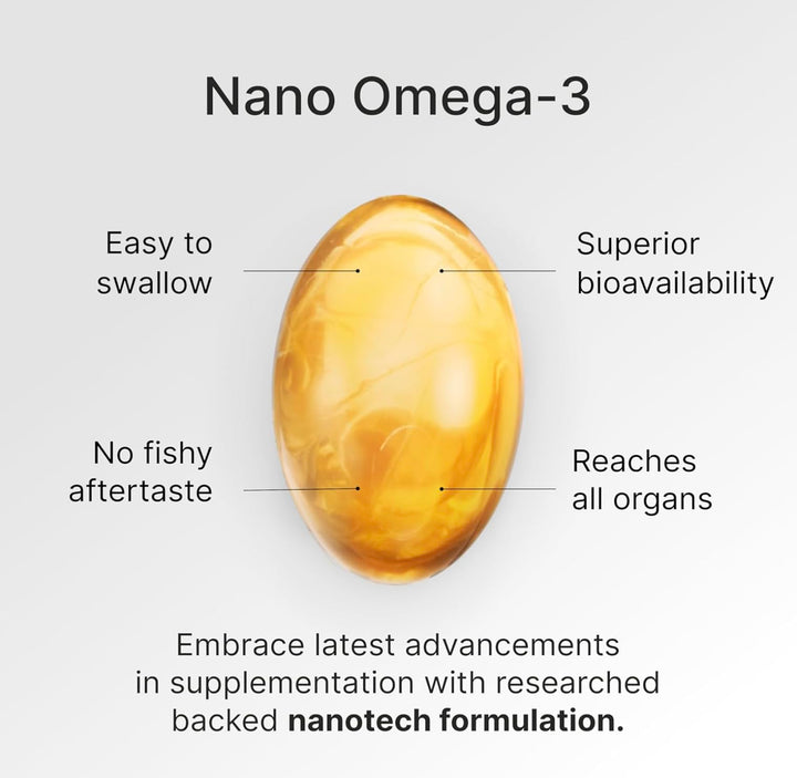 Omega 3, Fish Oil Omega 3 Supplements with Nanotechnology, EPA DHA, Omega-3, Supports Heart Health, Easy Swallow Pills EPA DHA Omega 3 Supplement for Men and Women, 60 softgels 1 Bottle